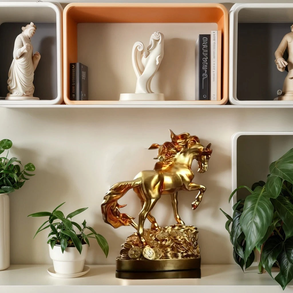 Wealth Prophecy Vintage Golden Horse Statue