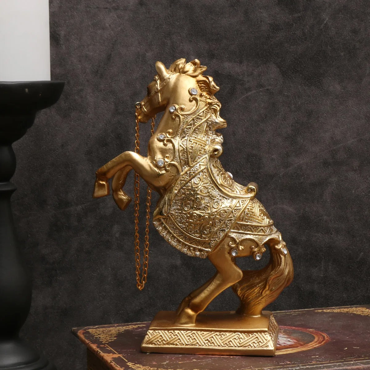 Majestic Golden Horse Statue