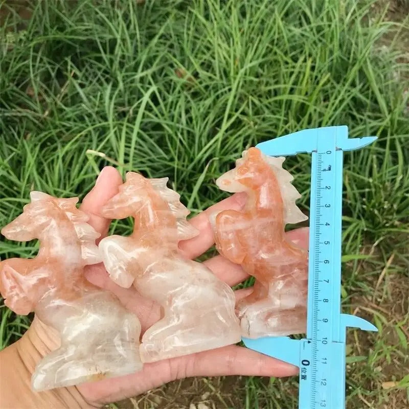 Natural Red Fire Quartz Horse Statue