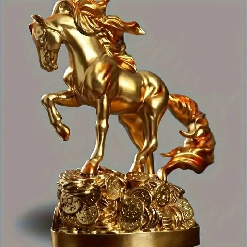 Wealth Prophecy Vintage Golden Horse Statue
