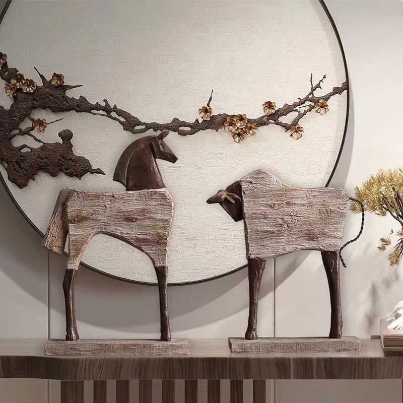 Antique Prehistoric Bull & Horse