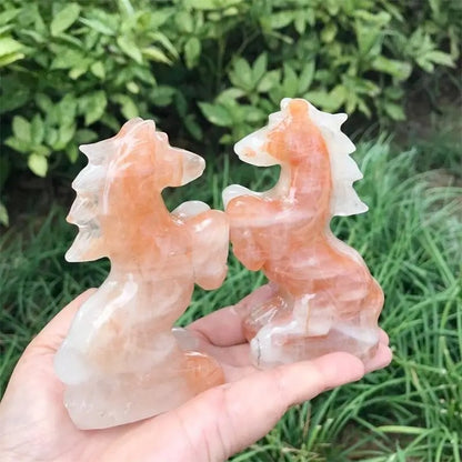 Natural Red Fire Quartz Horse Statue