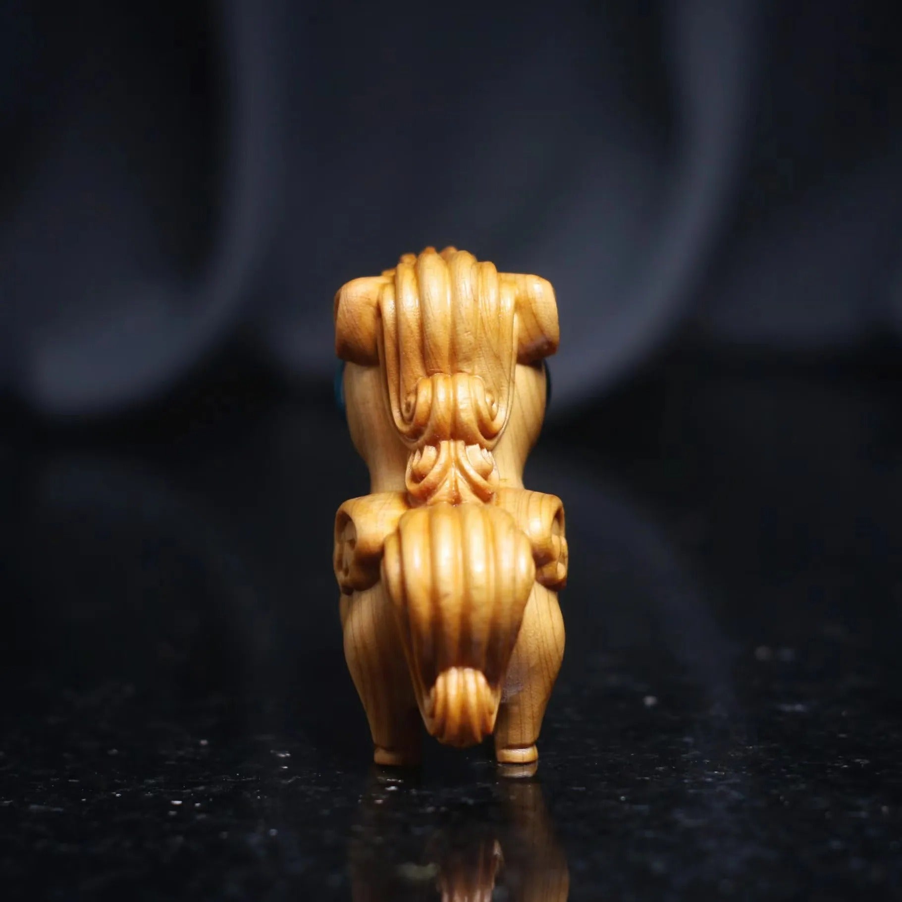 Wooden Carved Look Blue Eyed Horse Statue