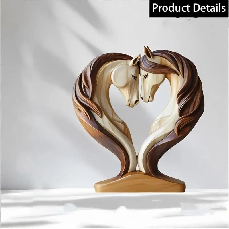 Love Snuggle Pose Horses Statue