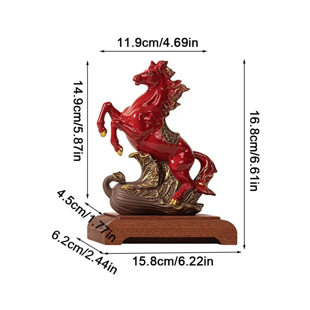 Red Ceramic Fire Horse Statue