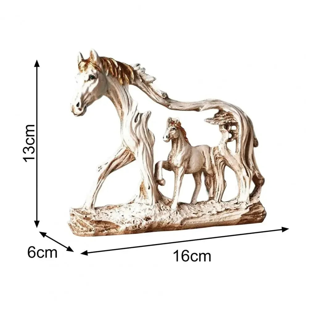 Parent & Child Wooden Look Horses Sculpture