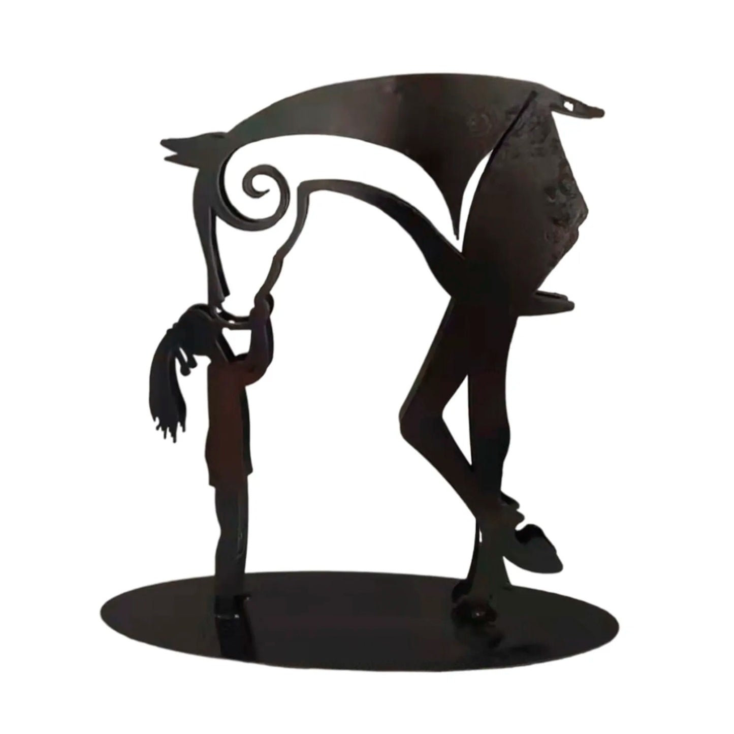 Girl Kiss Modern Metal Horse Statue