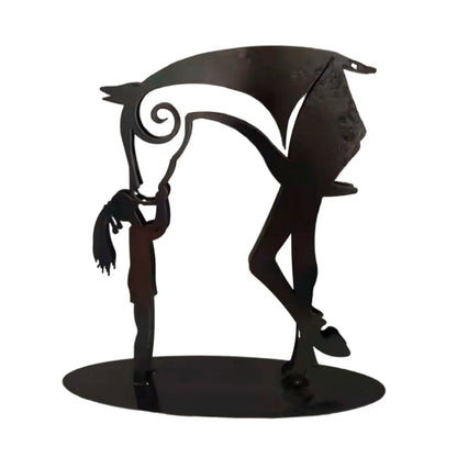 Girl Kiss Modern Metal Horse Statue