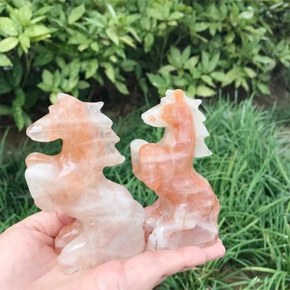 Natural Red Fire Quartz Horse Statue