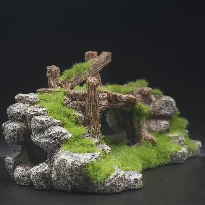 Rustic Moss Bridge Aquarium Ornament