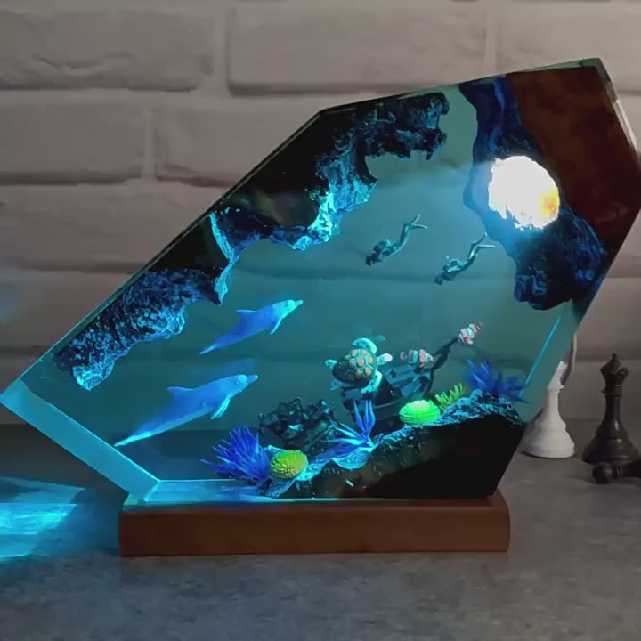 Blue Abyss Paradise Night Light Lamp