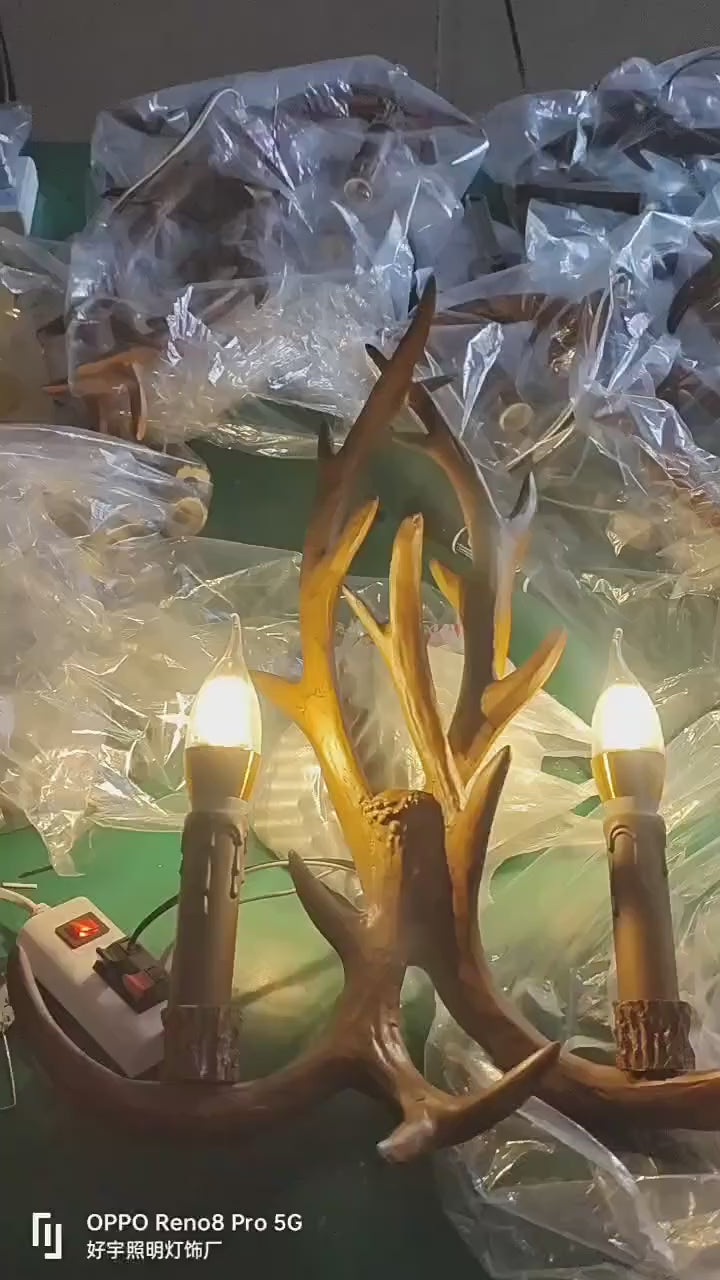 Rustic Deer Antler Wall Lamp