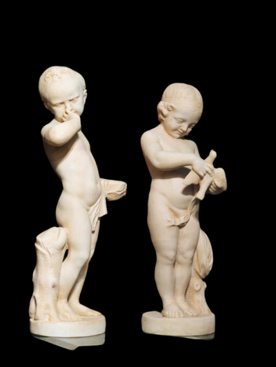 Neoclassical Children Pair Statue